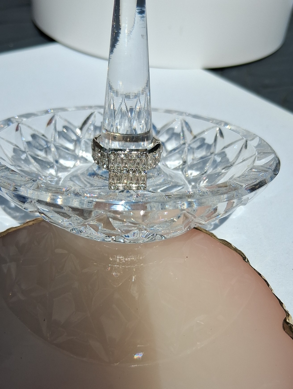Silver Tone Clear Crystal Square Cocktail Ring - Women's Jewelry